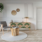 DANCING PREDATORS 3-Door TV Stand in Oak Effect