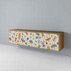 COLORFUL INSECTS Mueble de TV de 3 Puertas en Efecto Roble