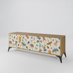 COLORFUL INSECTS Mueble de TV de 3 Puertas en Efecto Roble