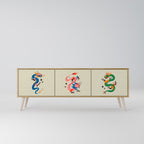 MYTHOLOGICAL CREATURES 3-Door TV Stand in Oak Effect