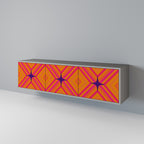 GEOMETRIC BRILLIANCE Mueble de TV de 3 Puertas en Acabado Gris