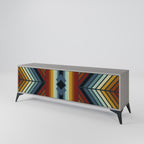 INDIGENOUS ZIGZAG 3-Door TV Stand in Grey Finish