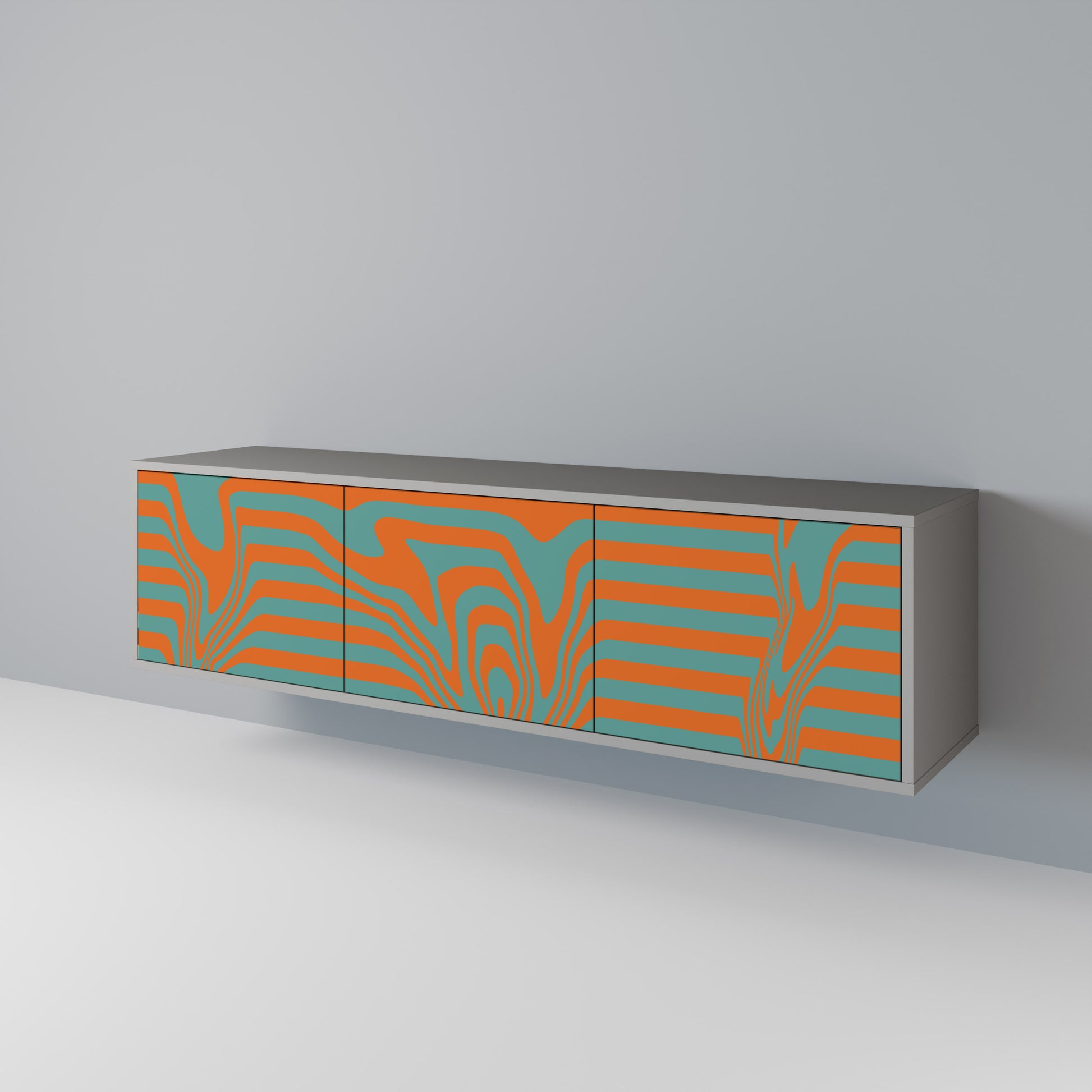 LINE COLLAPSE 3-Door TV Stand in Grey Finish