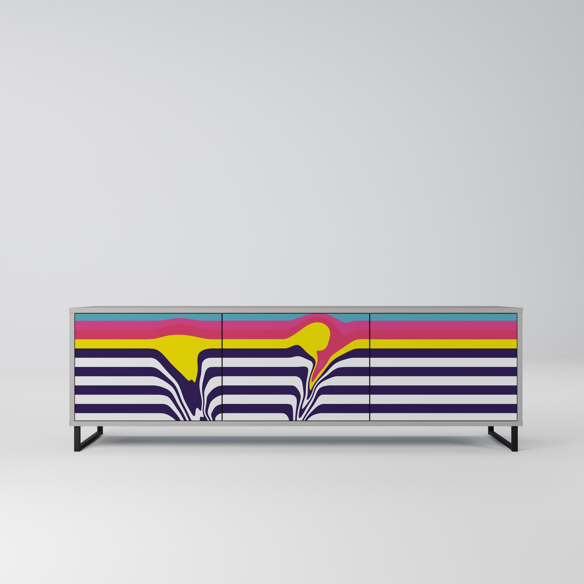COLORFUL DIVERSION 3-Door TV Stand in Grey Finish