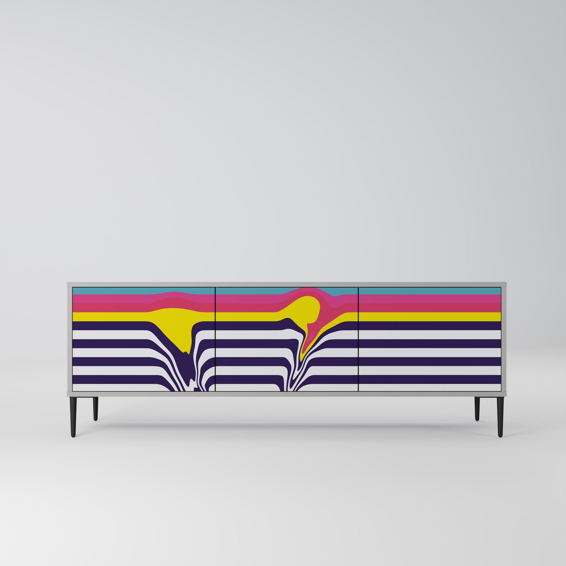 COLORFUL DIVERSION 3-Door TV Stand in Grey Finish