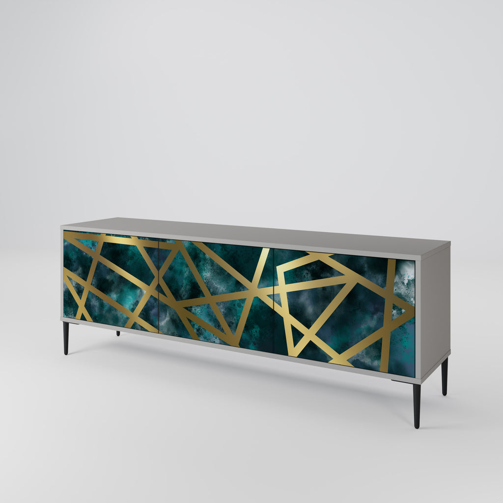 THE LABYRINTH OF GOLD 3-Door TV Stand in Grey Finish