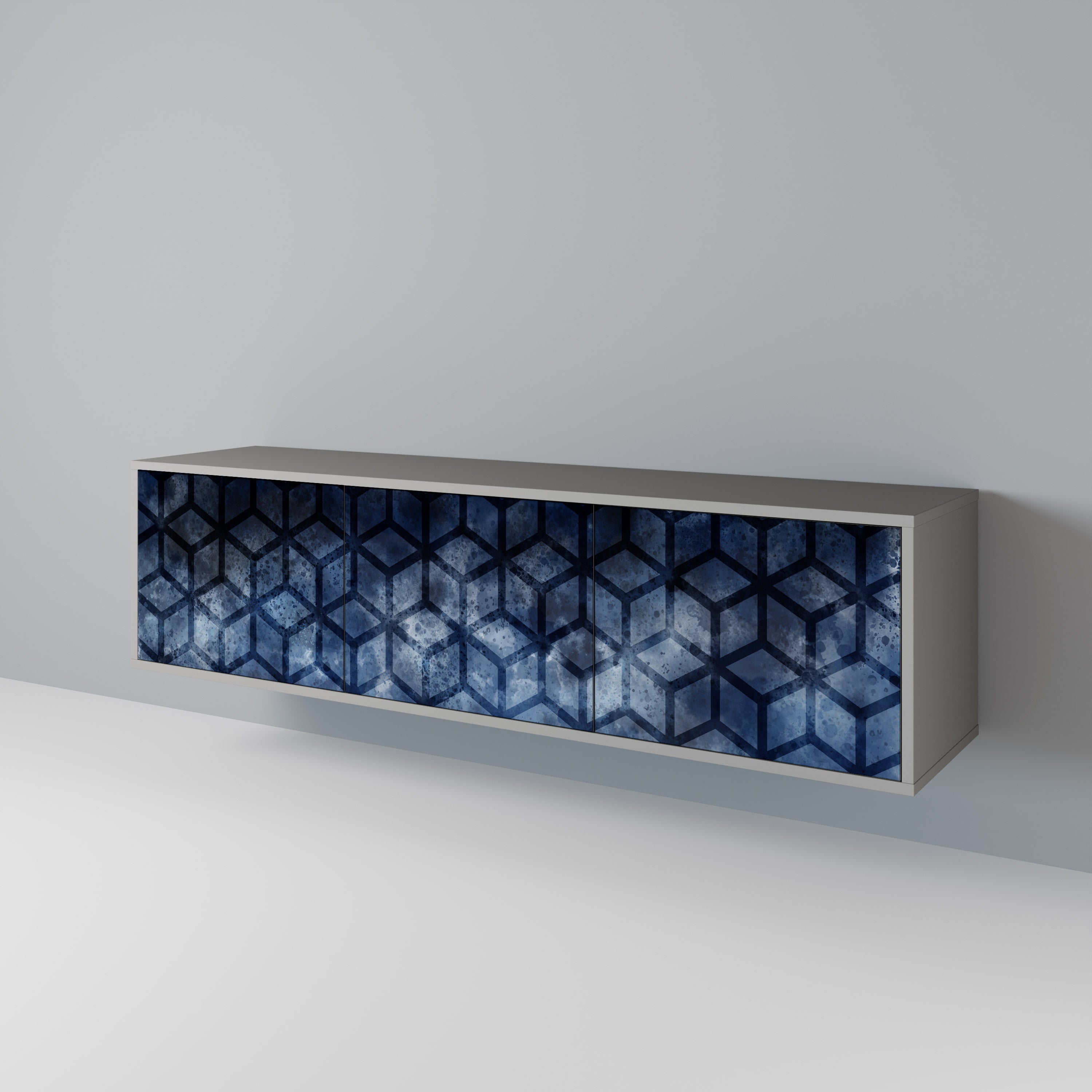 Mueble de TV de 3 puertas CUBIC MIST en acabado gris