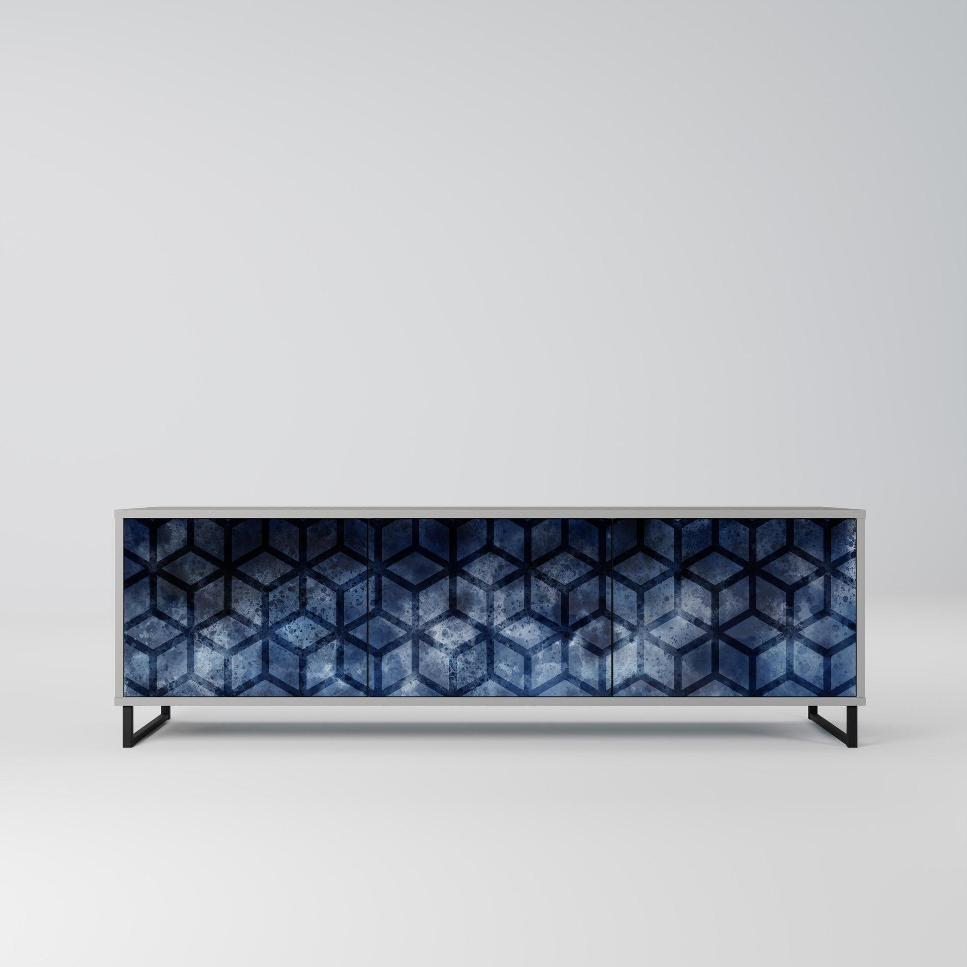 CUBIC MIST 3-Door TV Stand in Grey Finish