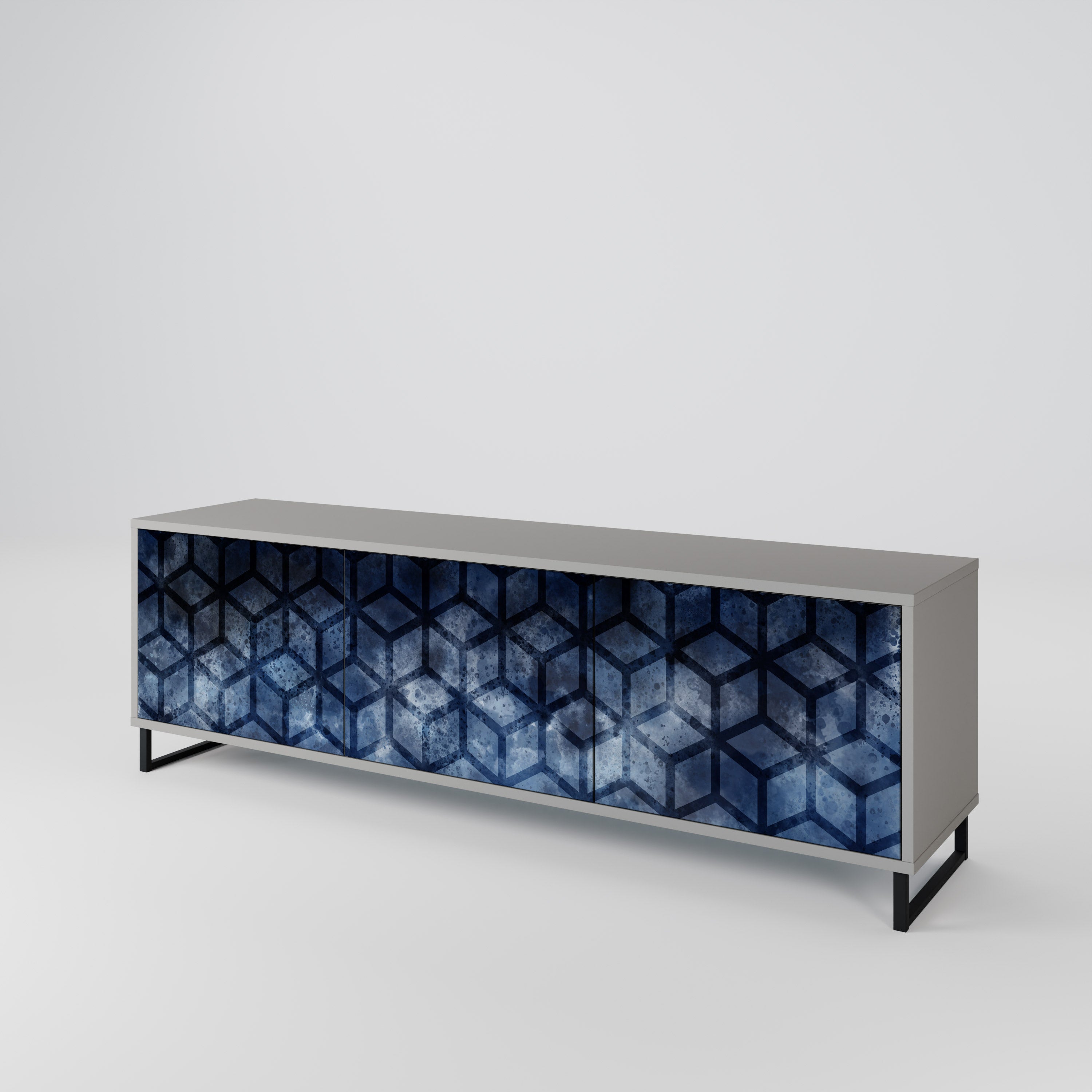 Mueble de TV de 3 puertas CUBIC MIST en acabado gris