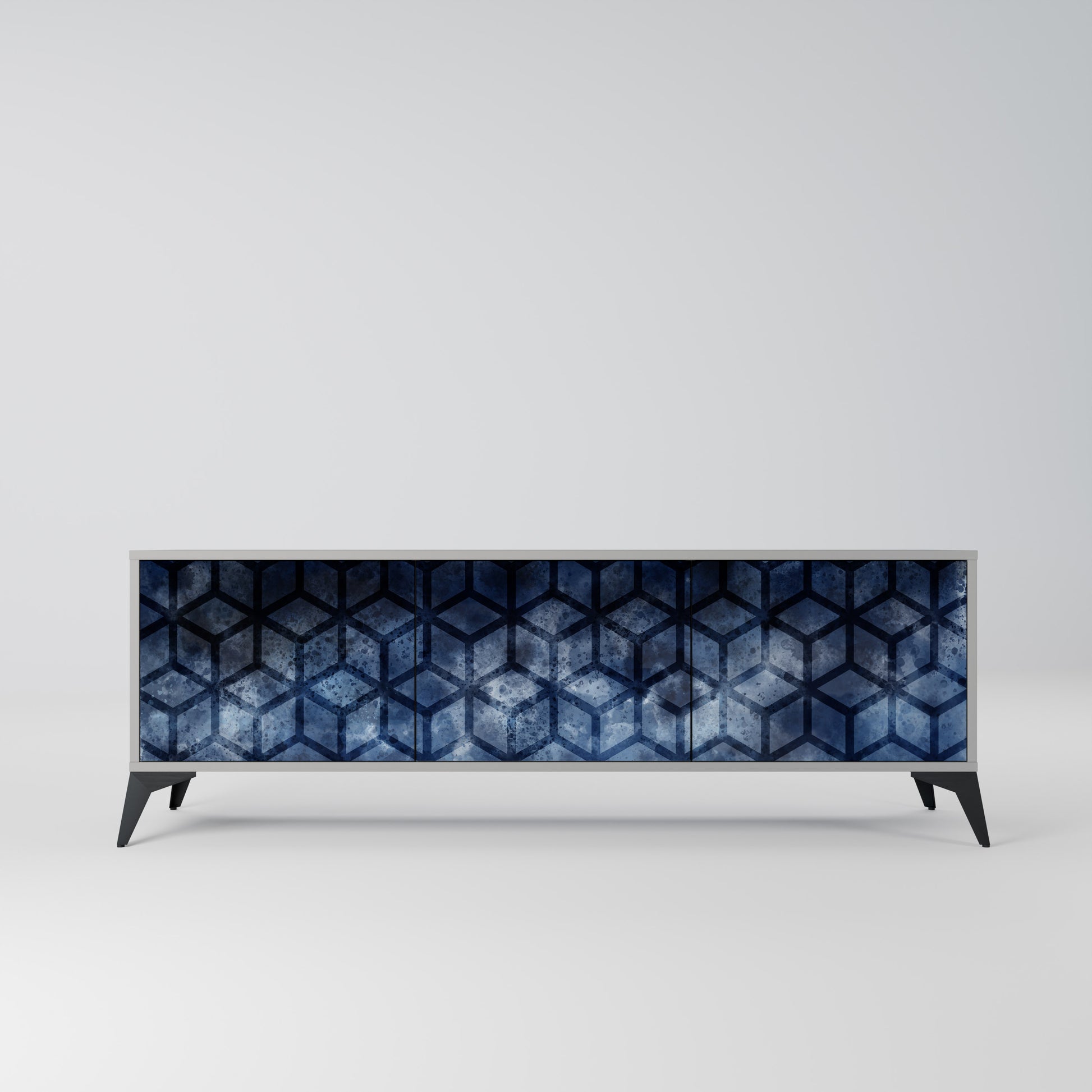 CUBIC MIST 3-Door TV Stand in Grey Finish