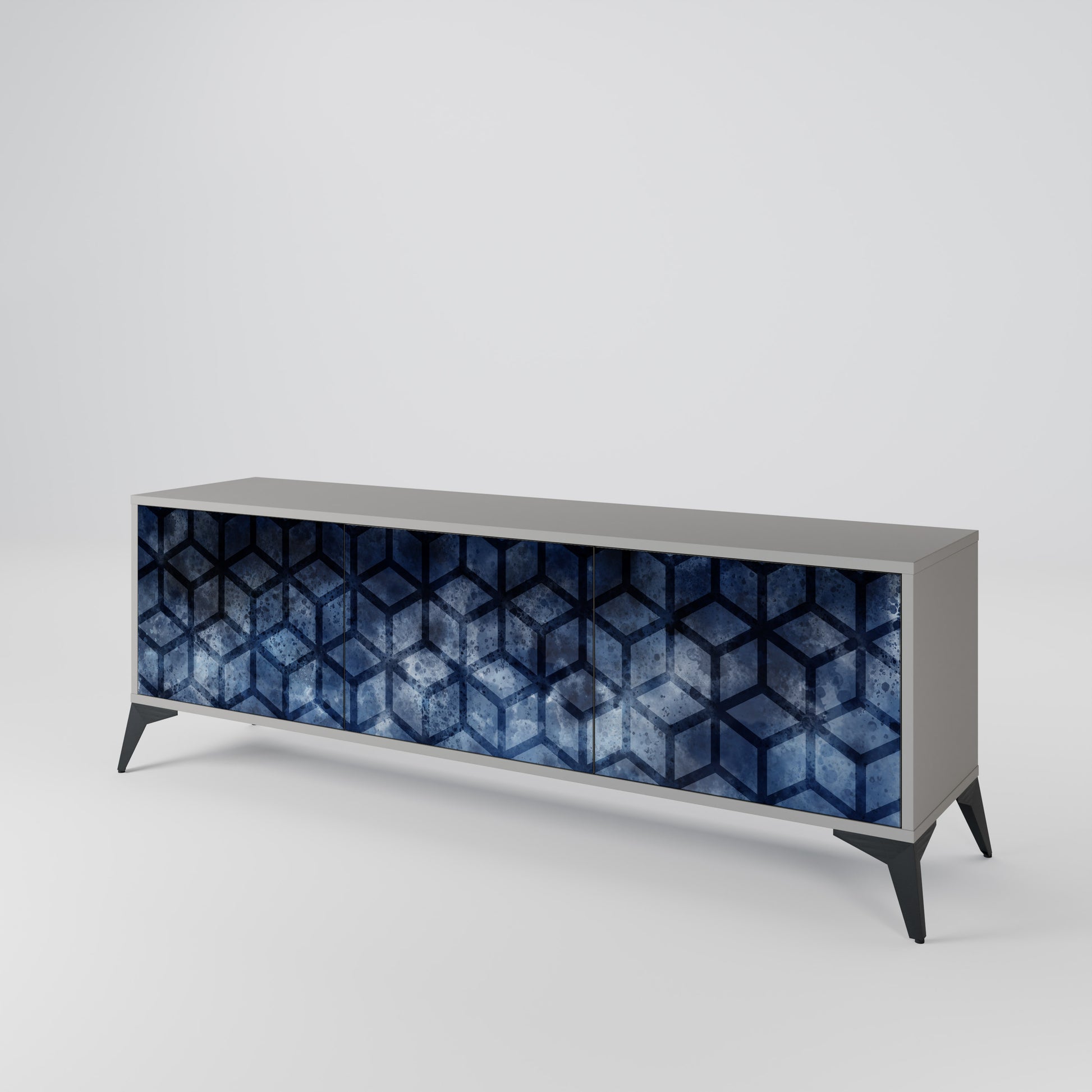 CUBIC MIST 3-Door TV Stand in Grey Finish