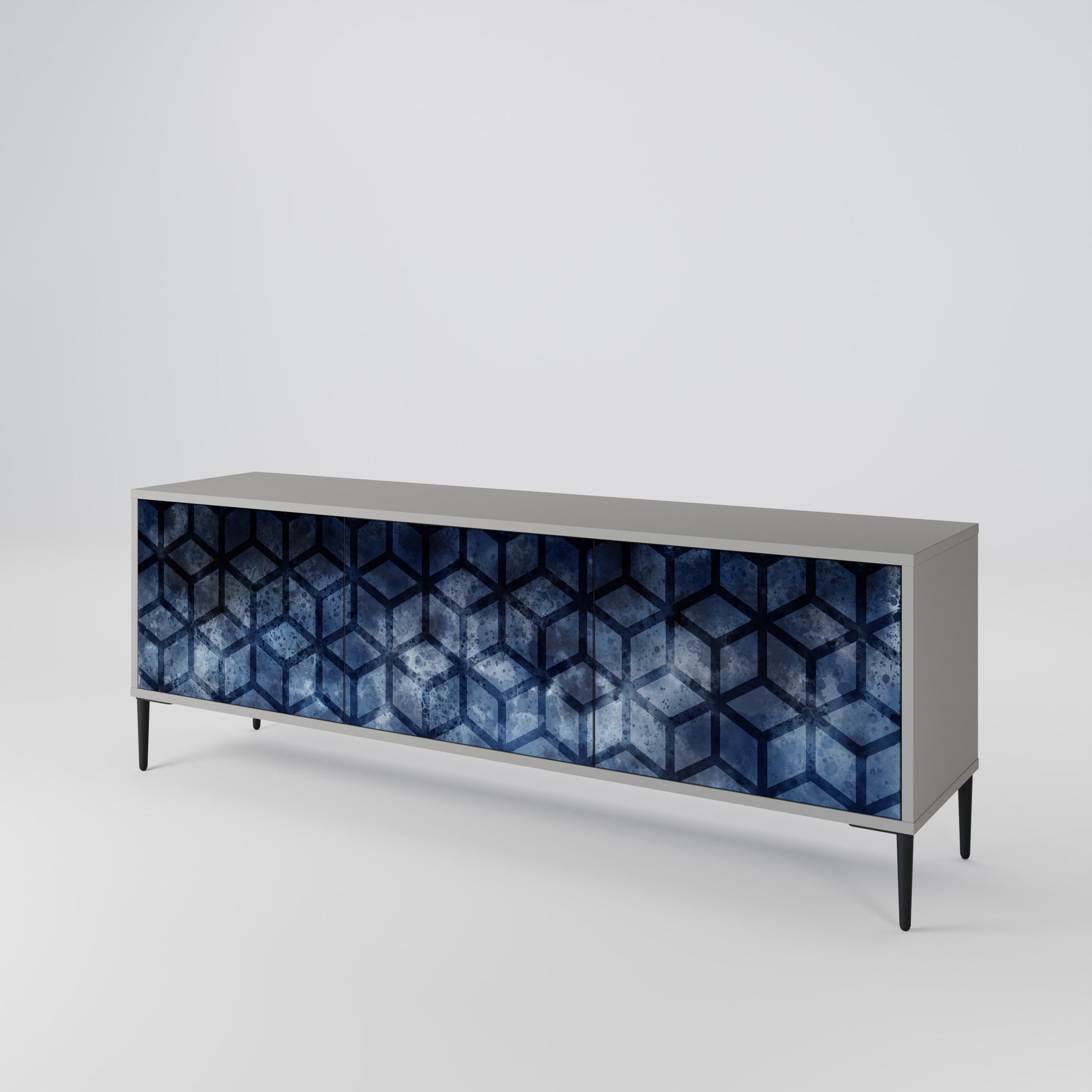 CUBIC MIST 3-Door TV Stand in Grey Finish