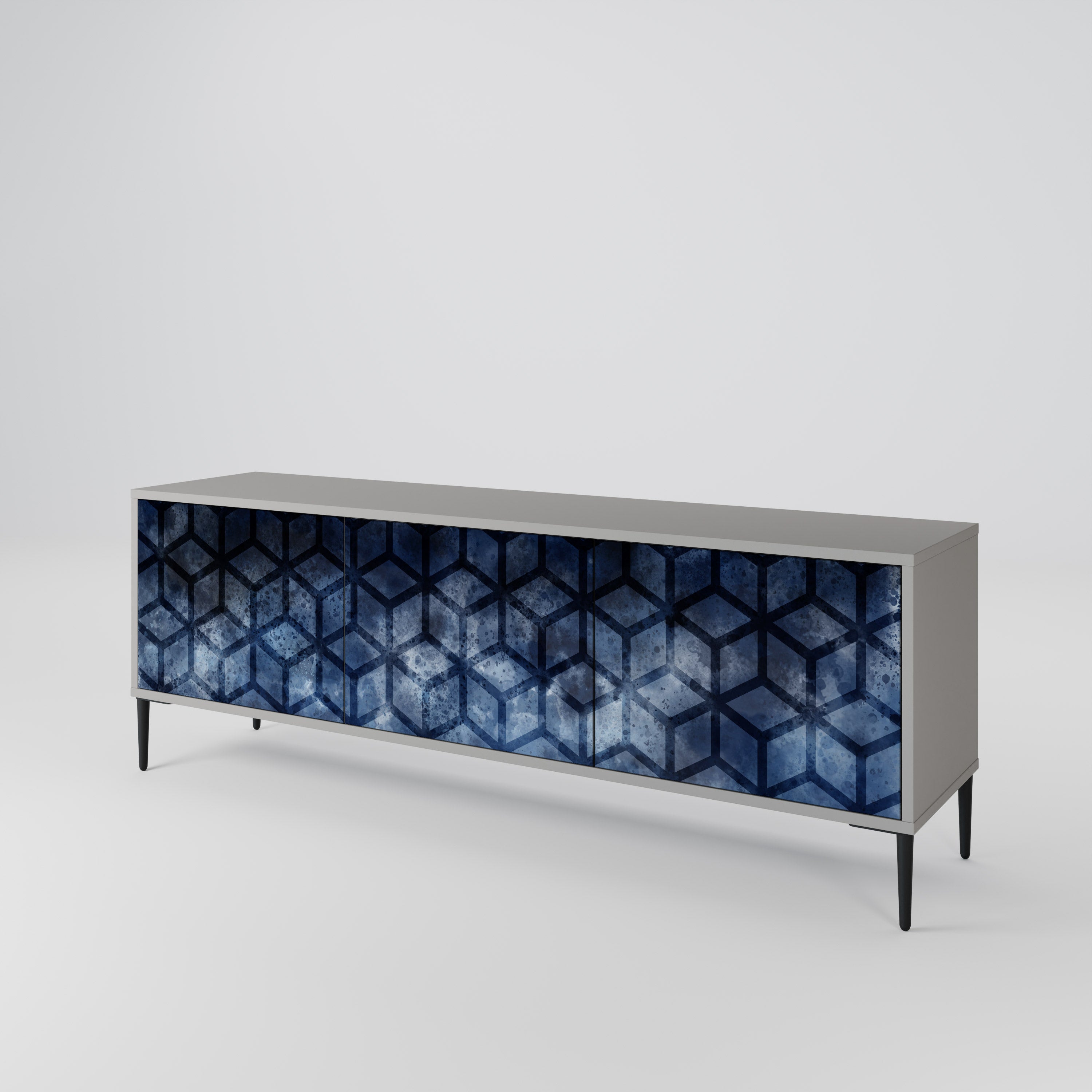 Mueble de TV de 3 puertas CUBIC MIST en acabado gris