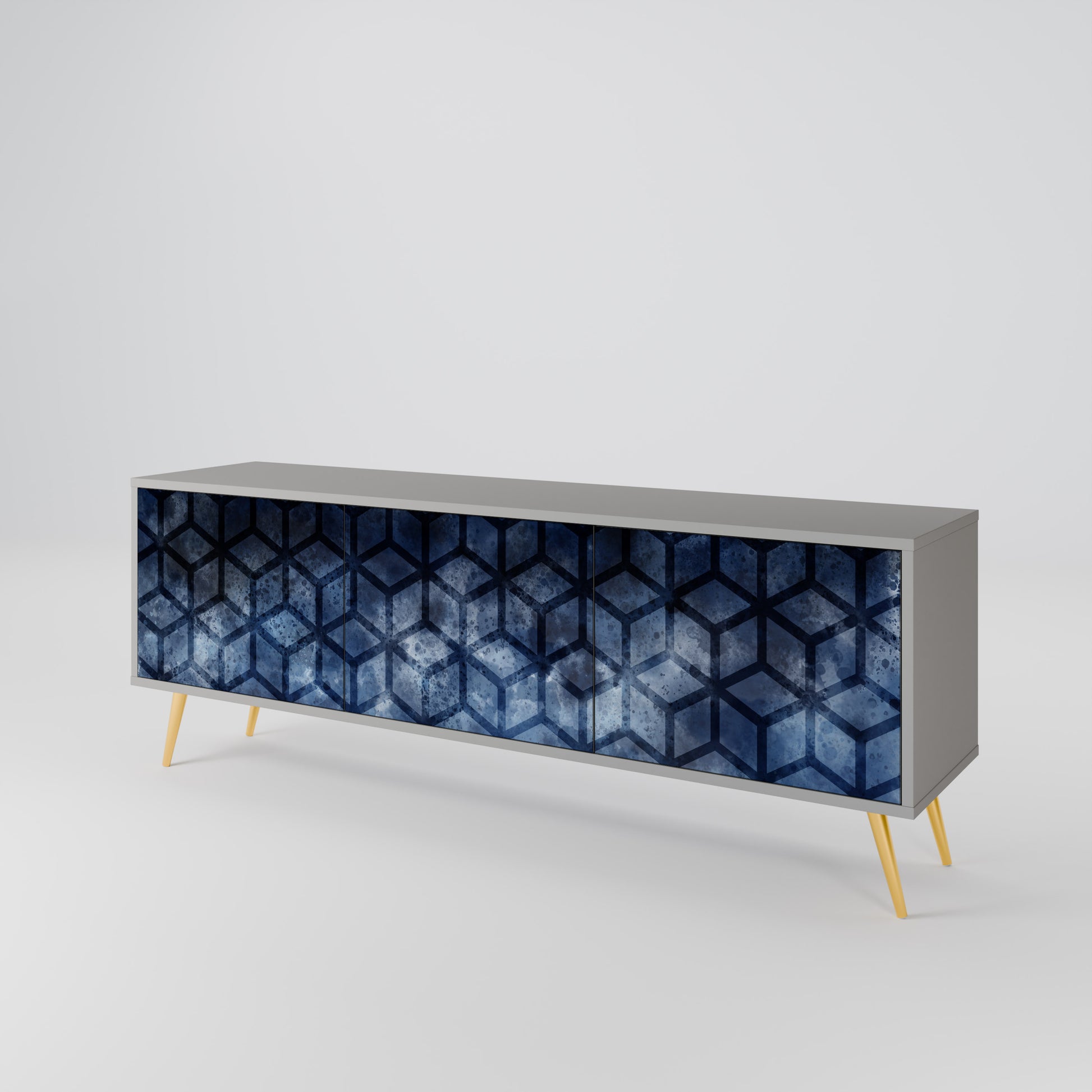 CUBIC MIST 3-Door TV Stand in Grey Finish