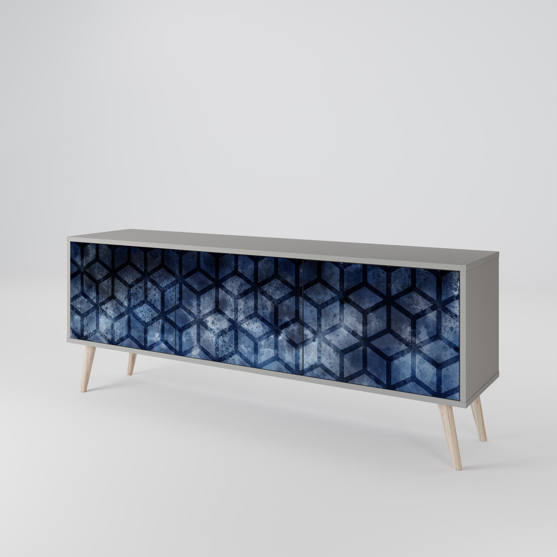 CUBIC MIST 3-Door TV Stand in Grey Finish