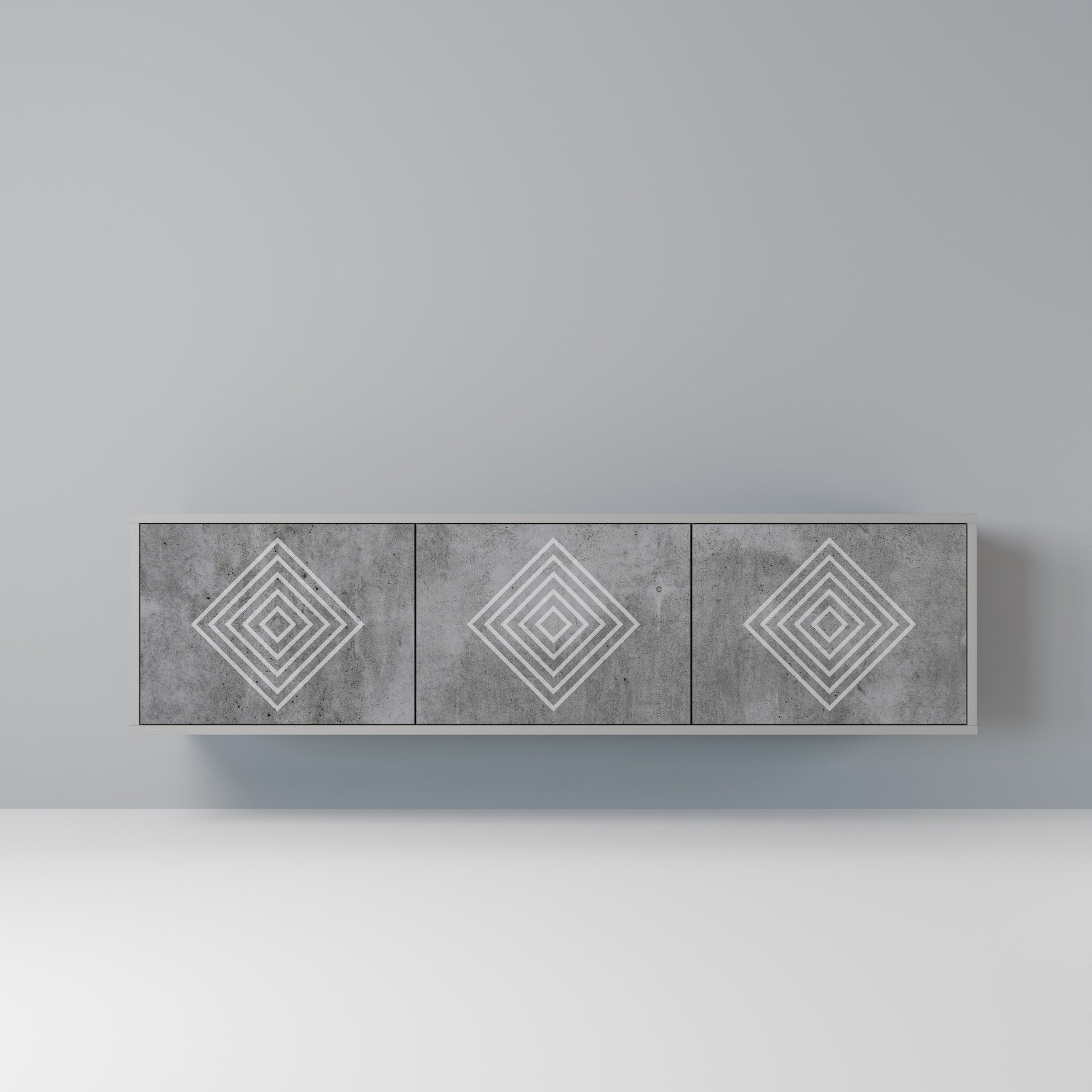 POLYGONAL ARTISTRY 3-Door TV Stand in Grey Finish