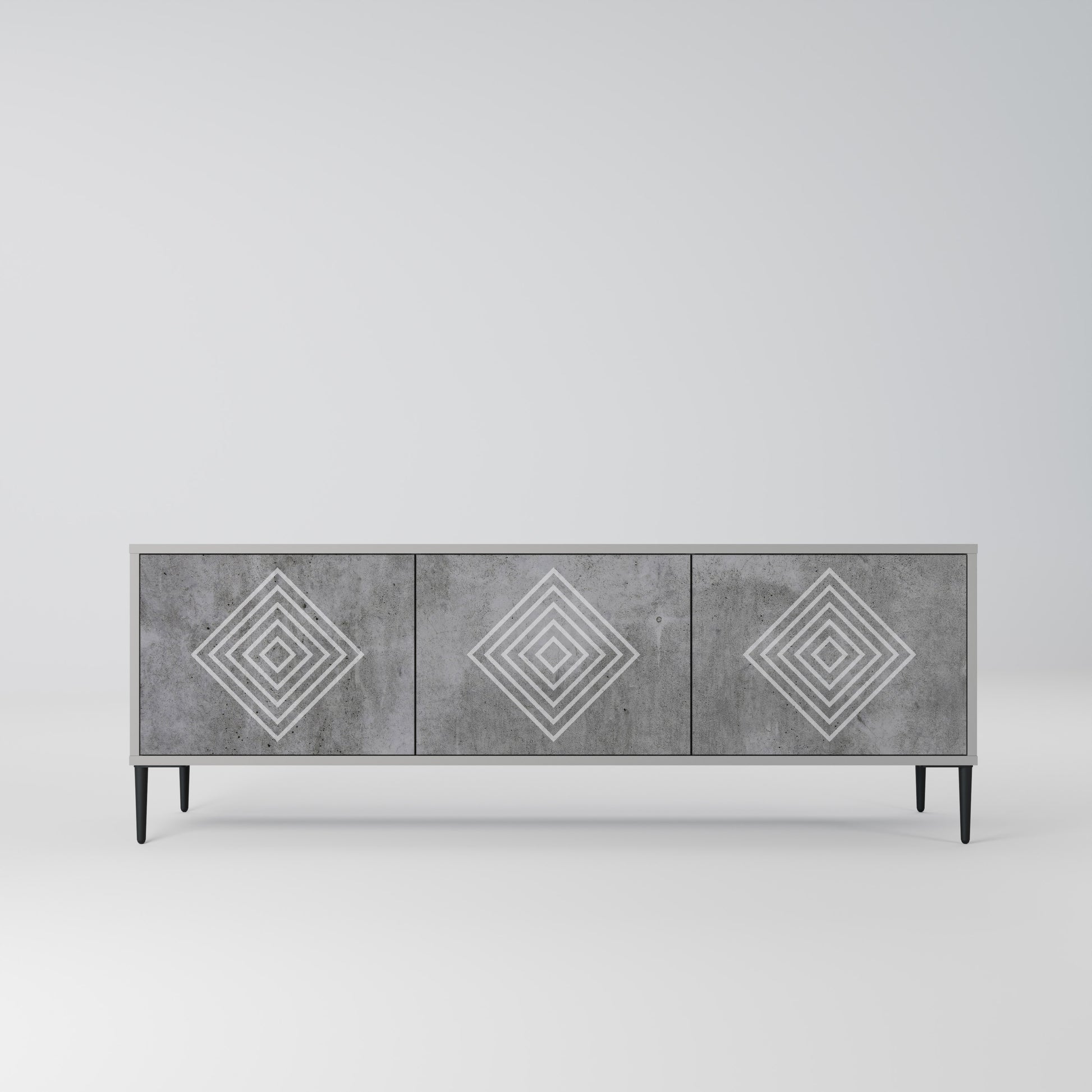 POLYGONAL ARTISTRY 3-Door TV Stand in Grey Finish