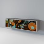 GEODE GLIMMER Mueble de TV de 3 Puertas en Acabado Gris