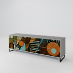 GEODE GLIMMER Mueble de TV de 3 Puertas en Acabado Gris