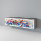 FINESSE MASH-UP Mueble de TV de 3 Puertas en Acabado Gris