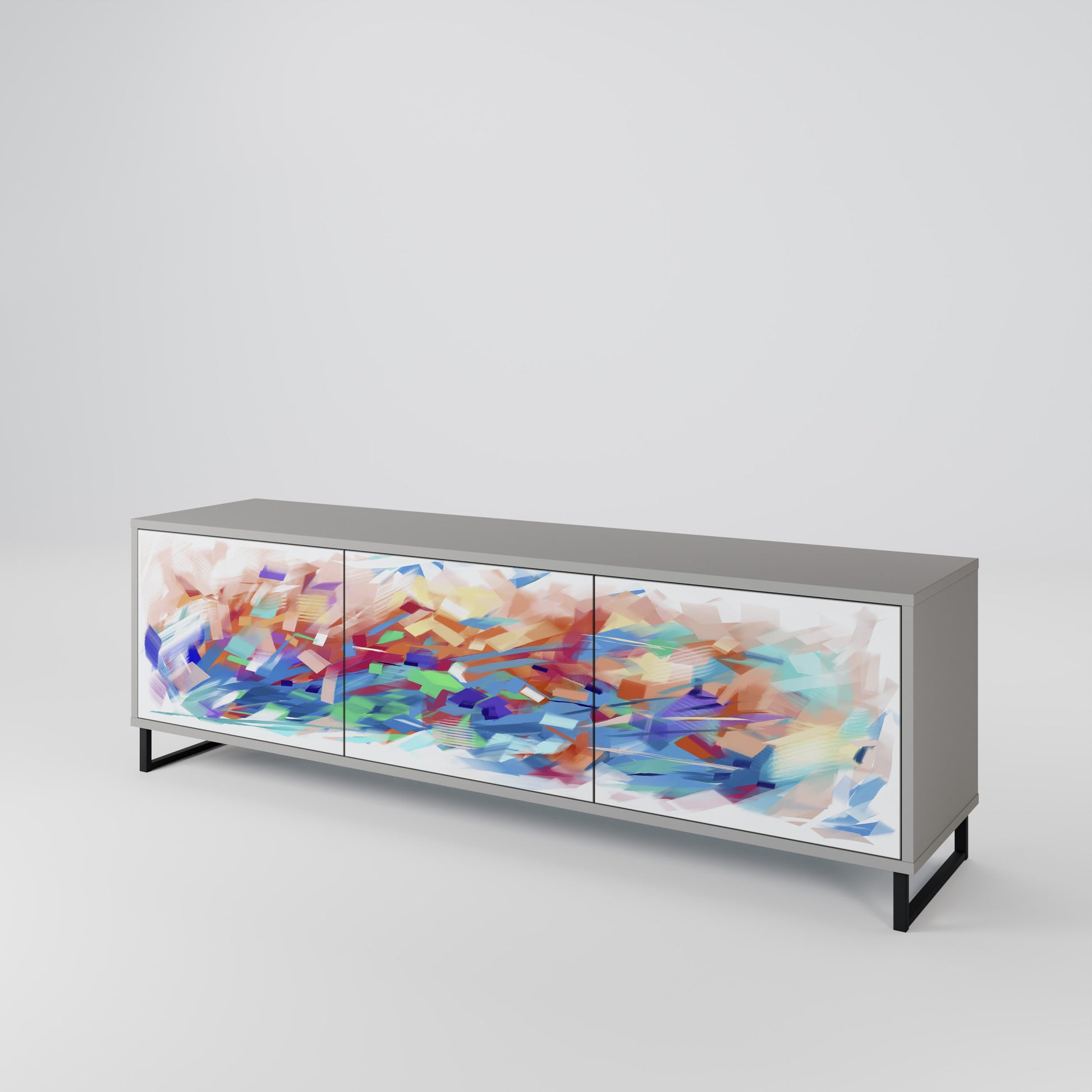 FINESSE MASH-UP 3-Door TV Stand in Grey Finish