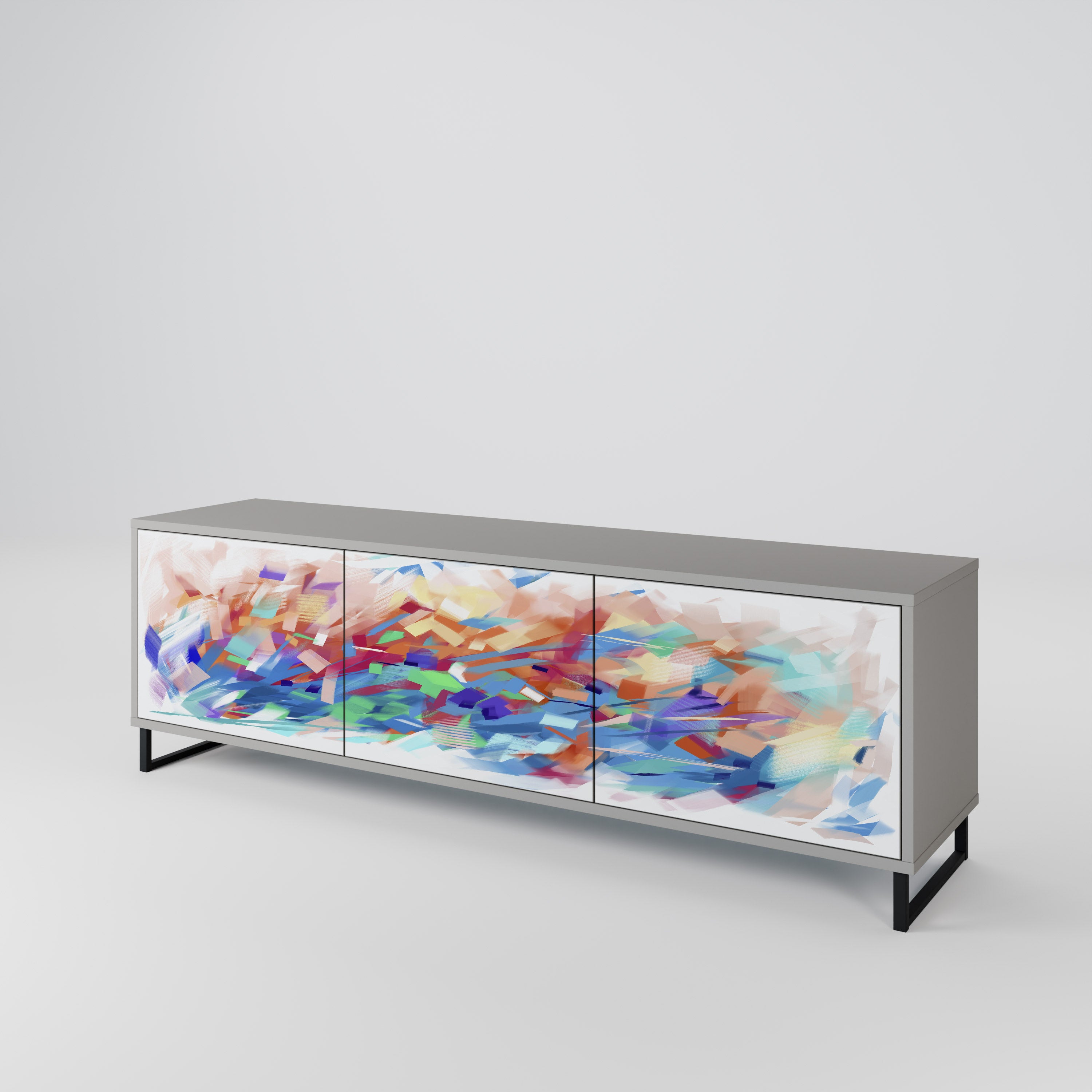 FINESSE MASH-UP 3-Door TV Stand in Grey Finish