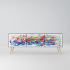 FINESSE MASH-UP Mueble de TV de 3 Puertas en Acabado Gris