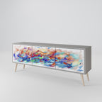 FINESSE MASH-UP Mueble de TV de 3 Puertas en Acabado Gris