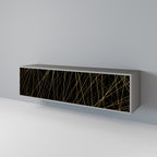 BRIGHT MESH 3-Door TV Stand in Grey Finish