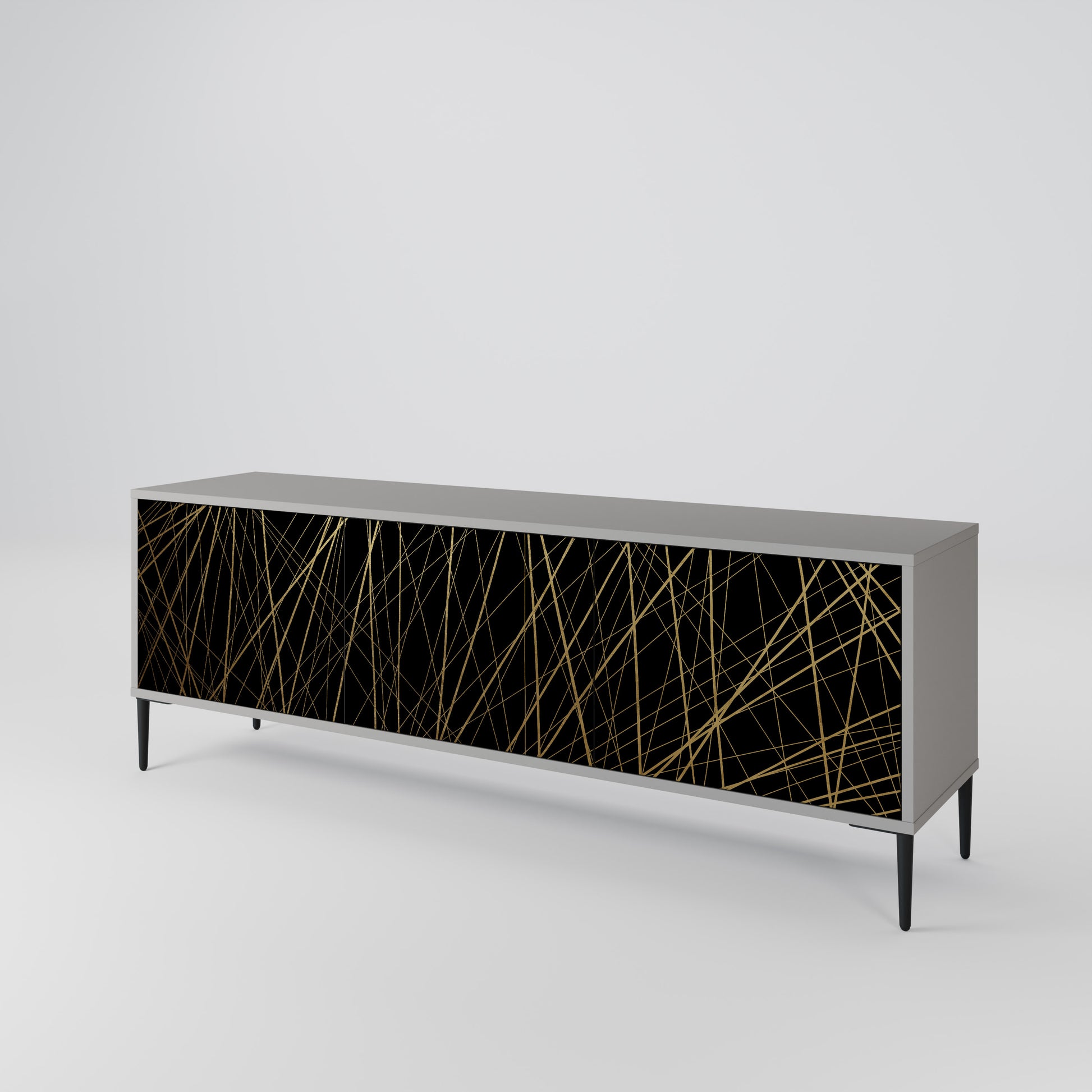 BRIGHT MESH 3-Door TV Stand in Grey Finish