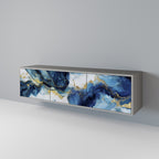 INKY MARBLE Mueble de TV de 3 Puertas en Acabado Gris