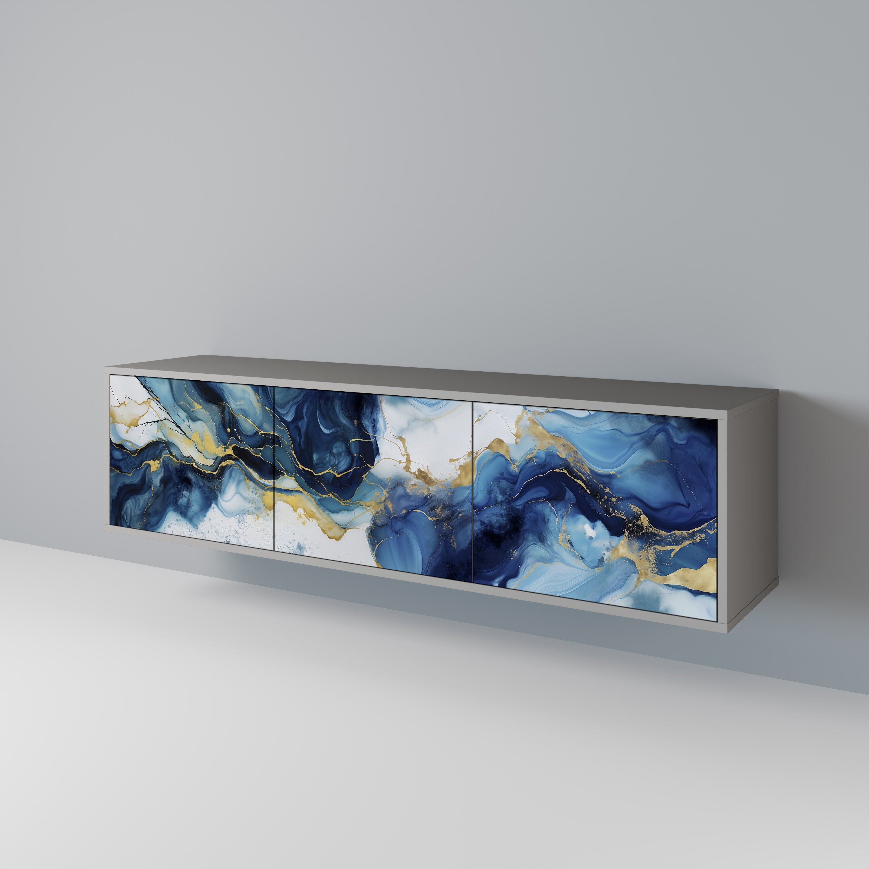 INKY MARBLE Mueble de TV de 3 Puertas