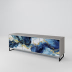 INKY MARBLE Mueble de TV de 3 Puertas en Acabado Gris