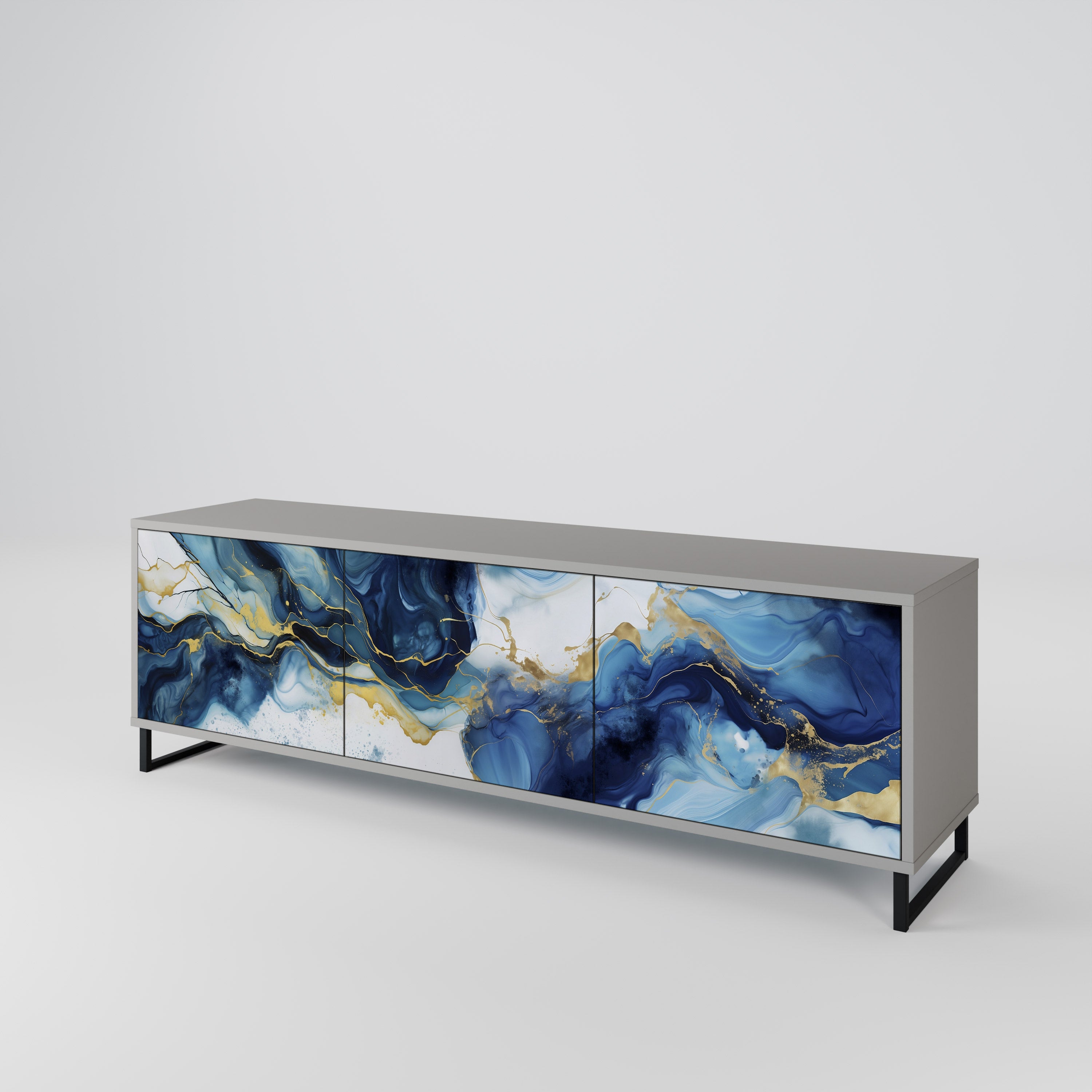INKY MARBLE Mueble de TV de 3 Puertas