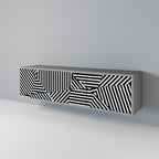 ILLUSIONARY LATTICE Mueble de TV de 3 Puertas en Acabado Gris