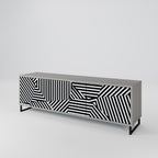ILLUSIONARY LATTICE Mueble de TV de 3 Puertas en Acabado Gris