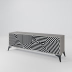ILLUSIONARY LATTICE Mueble de TV de 3 Puertas en Acabado Gris
