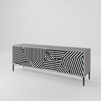 ILLUSIONARY LATTICE Mueble de TV de 3 Puertas en Acabado Gris