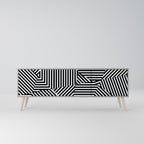 ILLUSIONARY LATTICE Mueble de TV de 3 Puertas en Acabado Gris