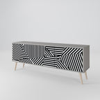 ILLUSIONARY LATTICE Mueble de TV de 3 Puertas en Acabado Gris