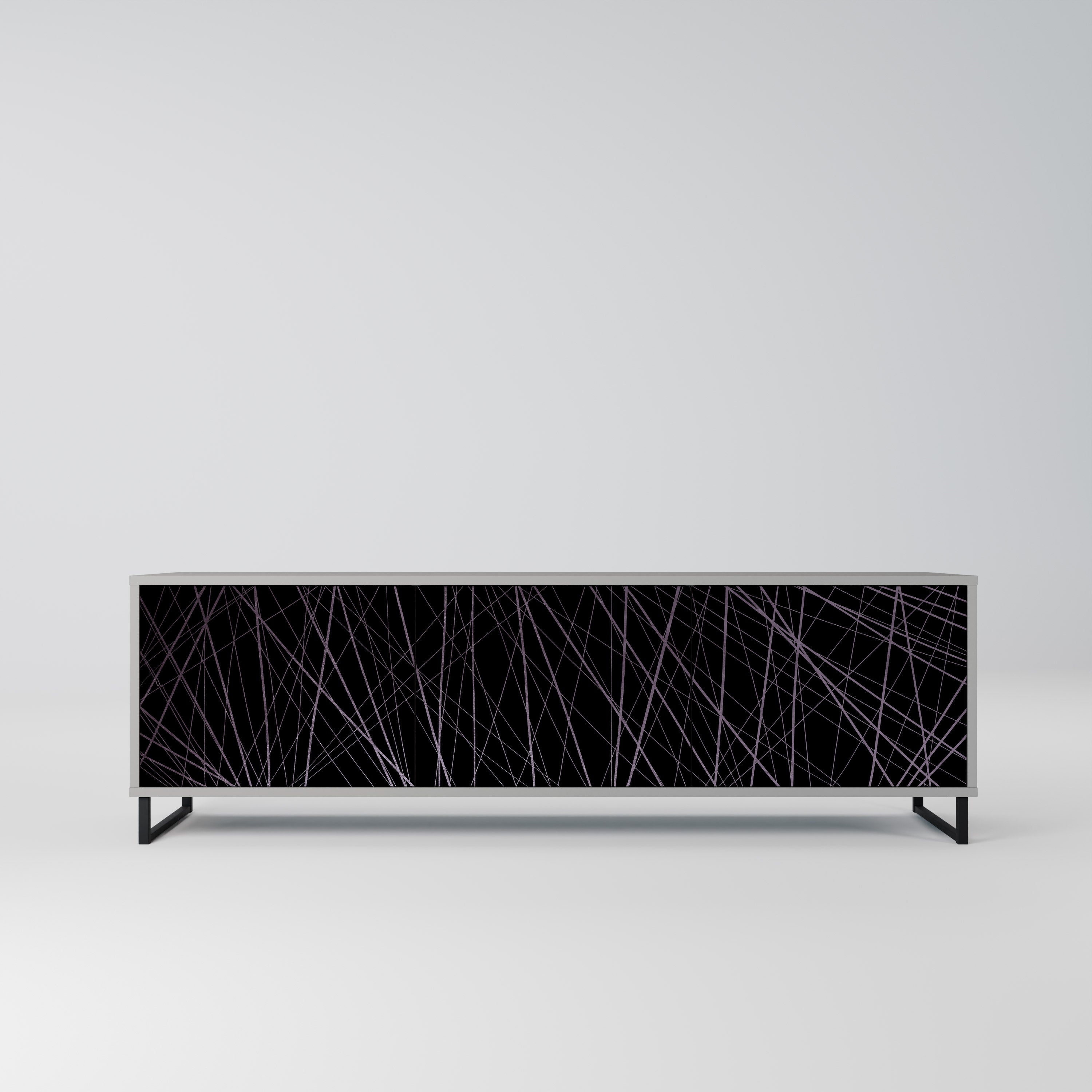 SHIMMER SPIDERGRAM 3-Door TV Stand in Grey Finish