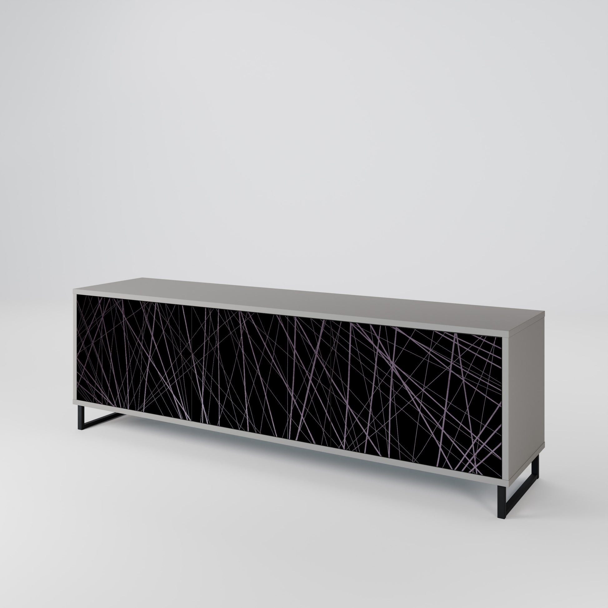SHIMMER SPIDERGRAM 3-Door TV Stand in Grey Finish