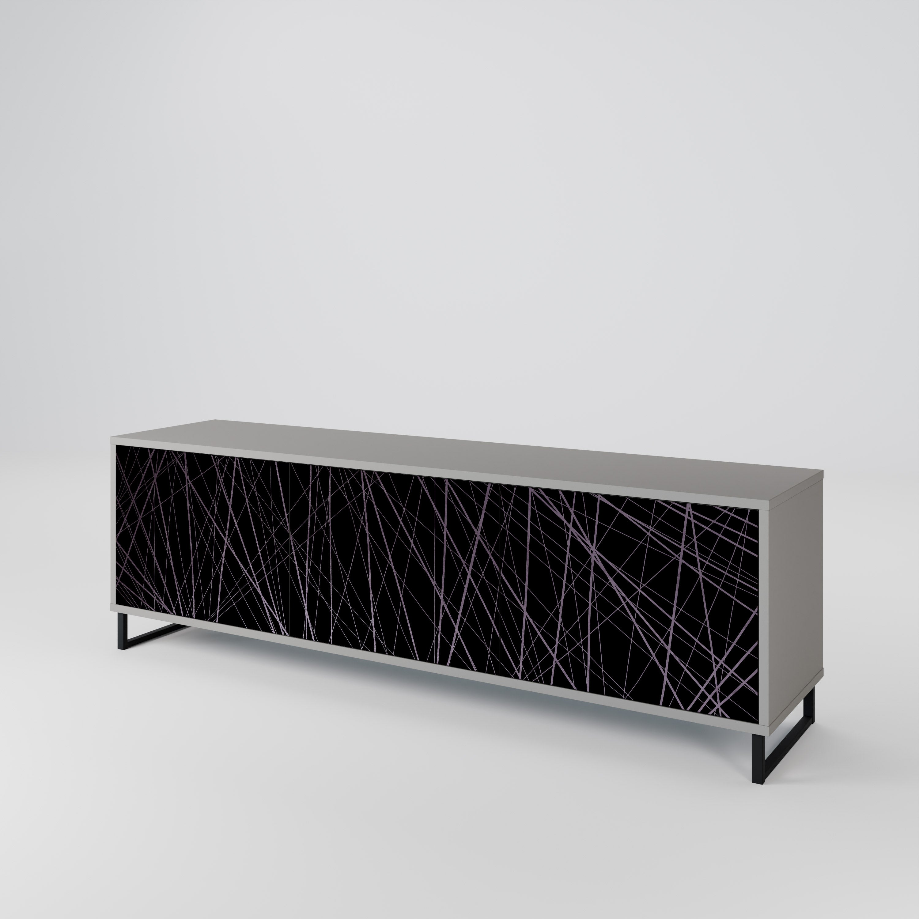 SHIMMER SPIDERGRAM 3-Door TV Stand in Grey Finish