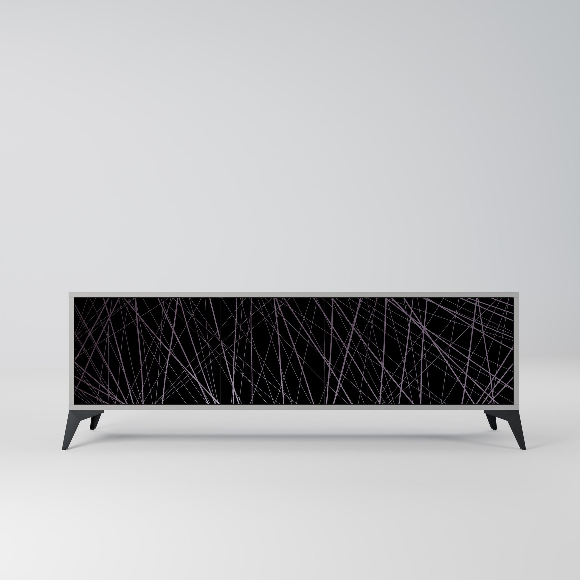 SHIMMER SPIDERGRAM 3-Door TV Stand in Grey Finish