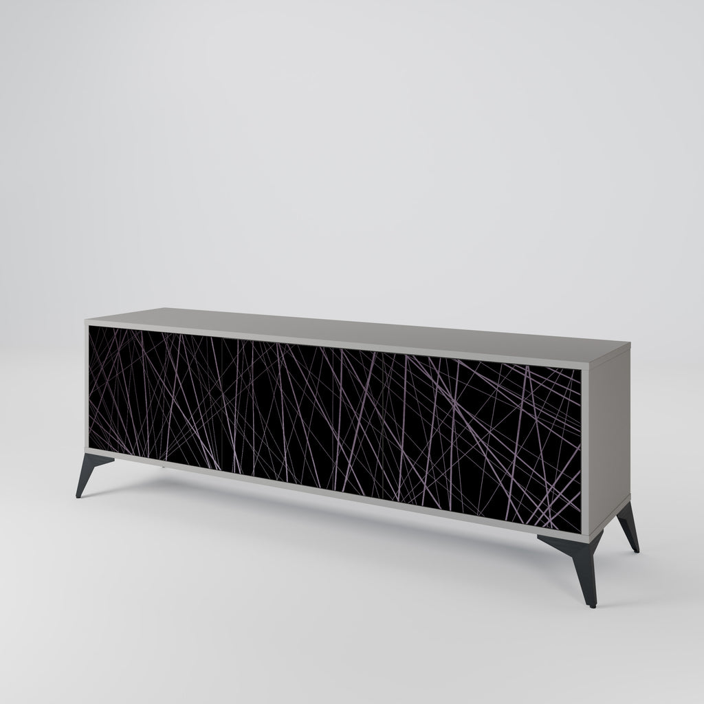 SHIMMER SPIDERGRAM 3-Door TV Stand in Grey Finish