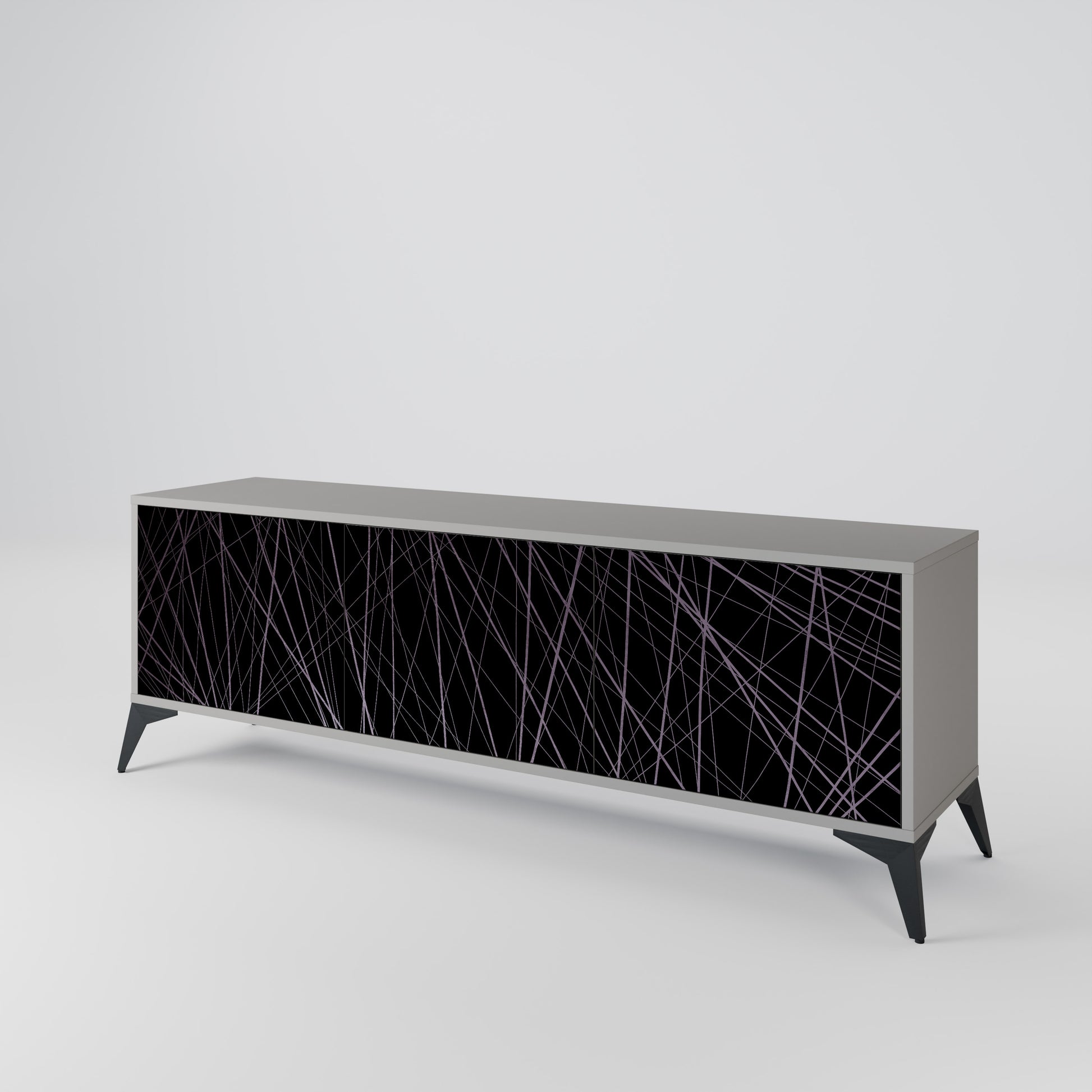 SHIMMER SPIDERGRAM 3-Door TV Stand in Grey Finish