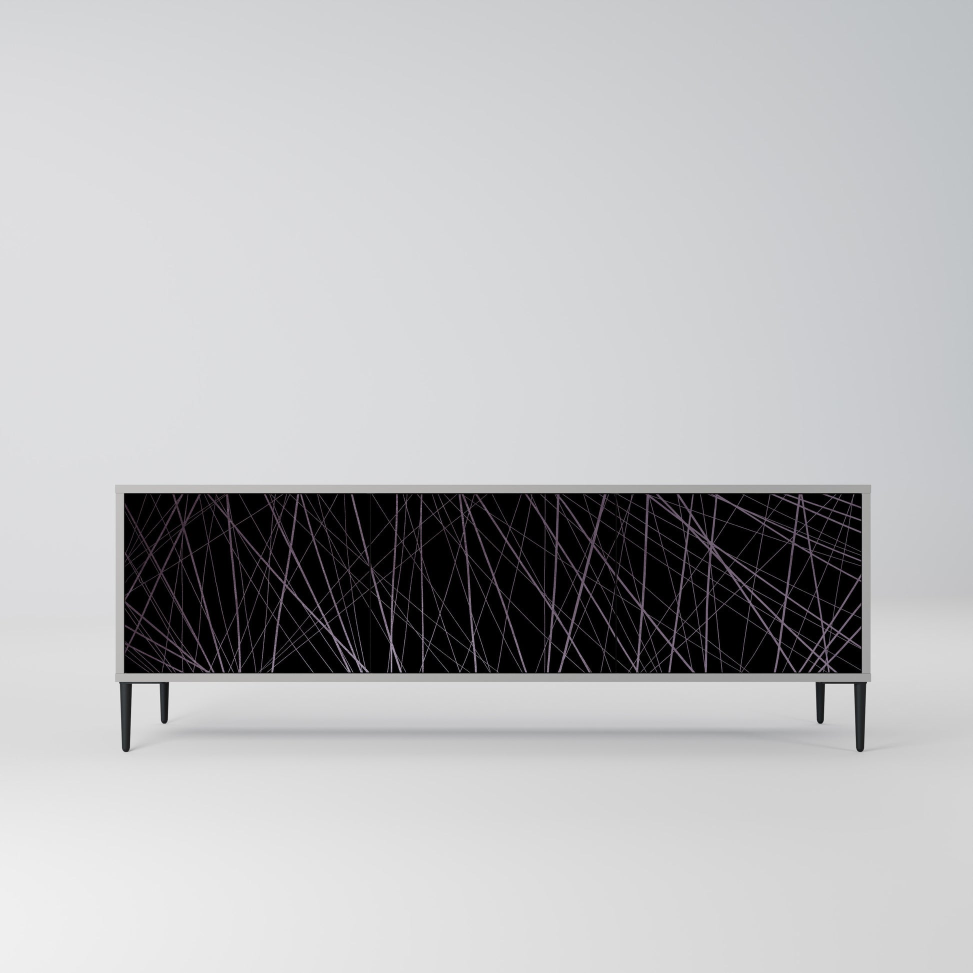 SHIMMER SPIDERGRAM 3-Door TV Stand in Grey Finish