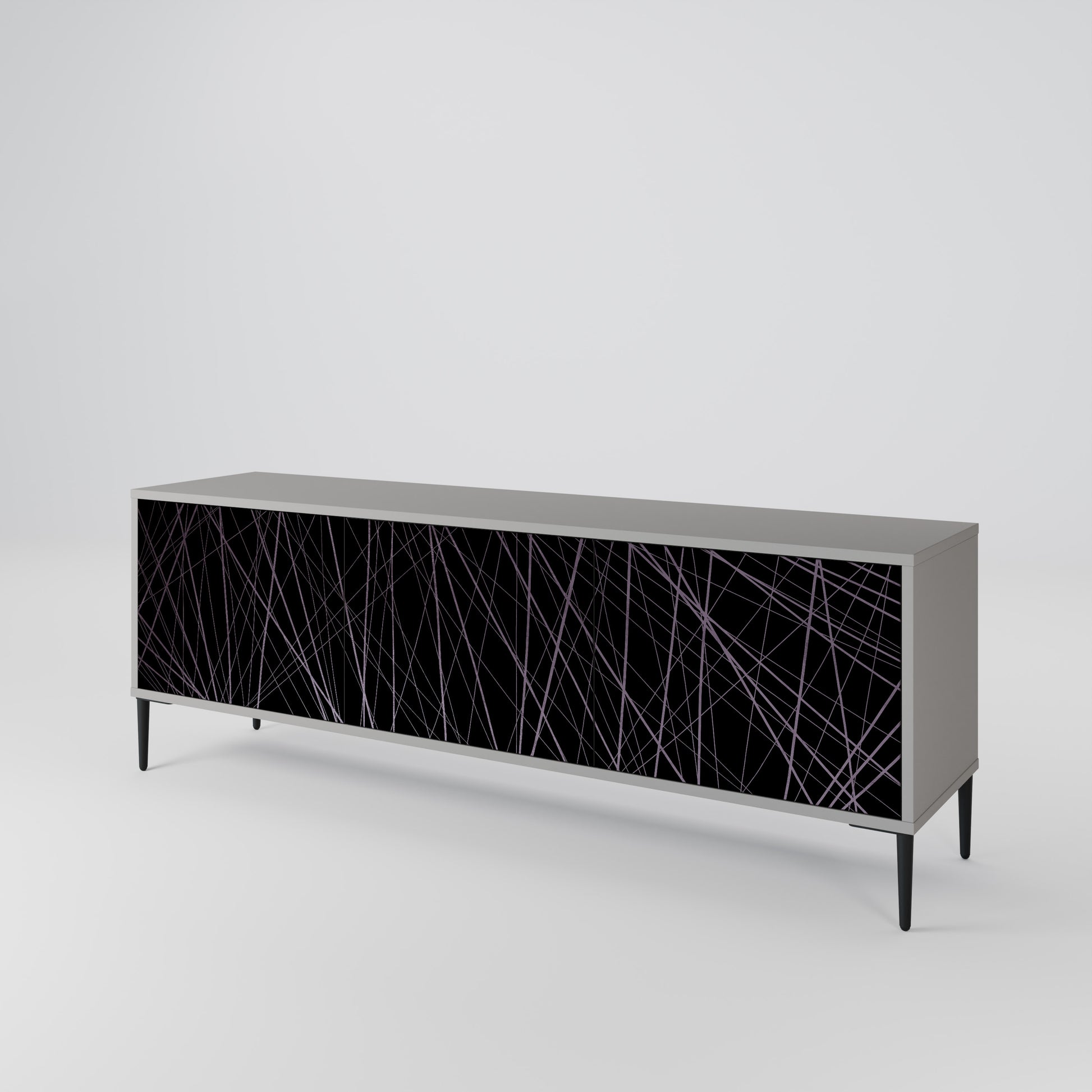 SHIMMER SPIDERGRAM 3-Door TV Stand in Grey Finish