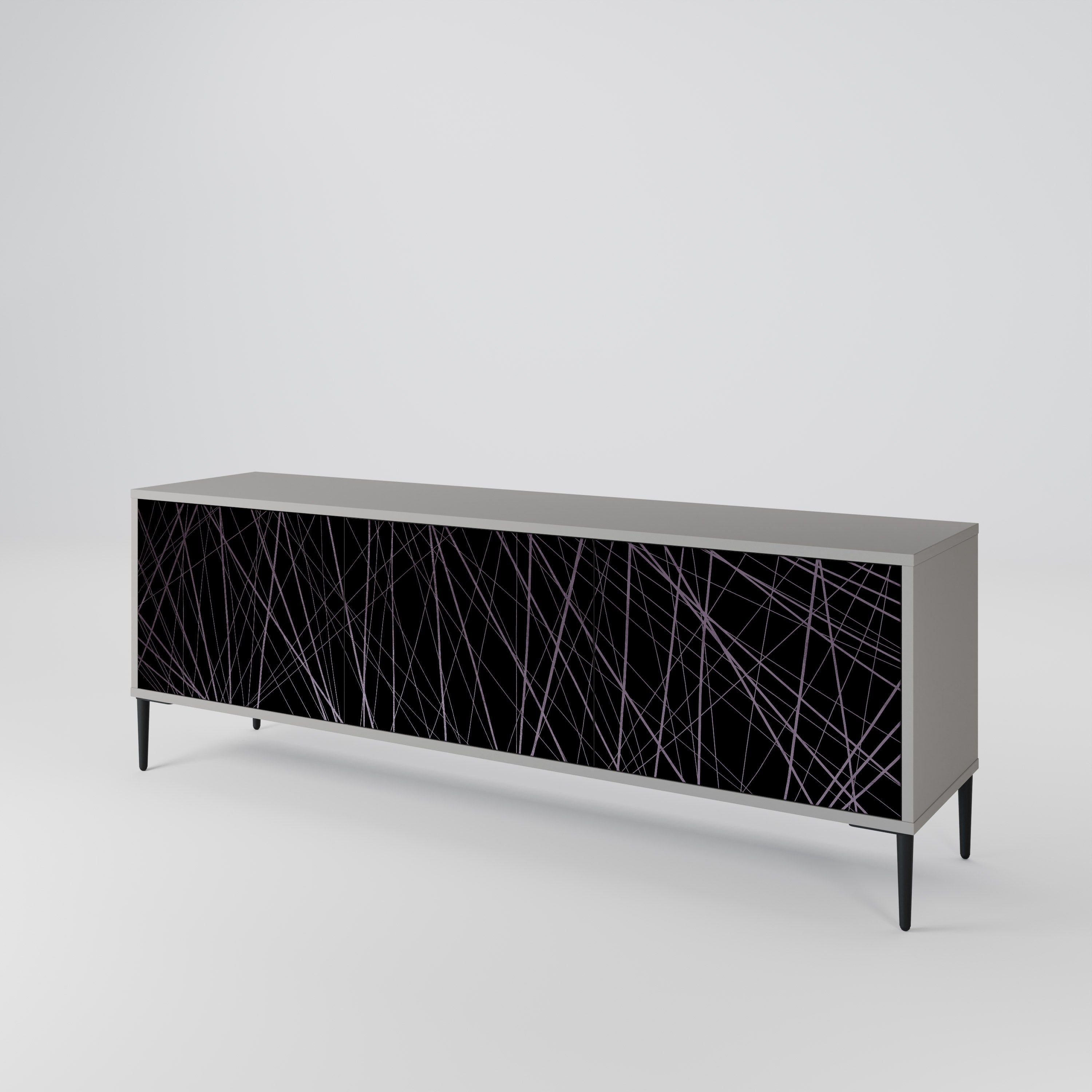 SHIMMER SPIDERGRAM 3-Door TV Stand in Grey Finish
