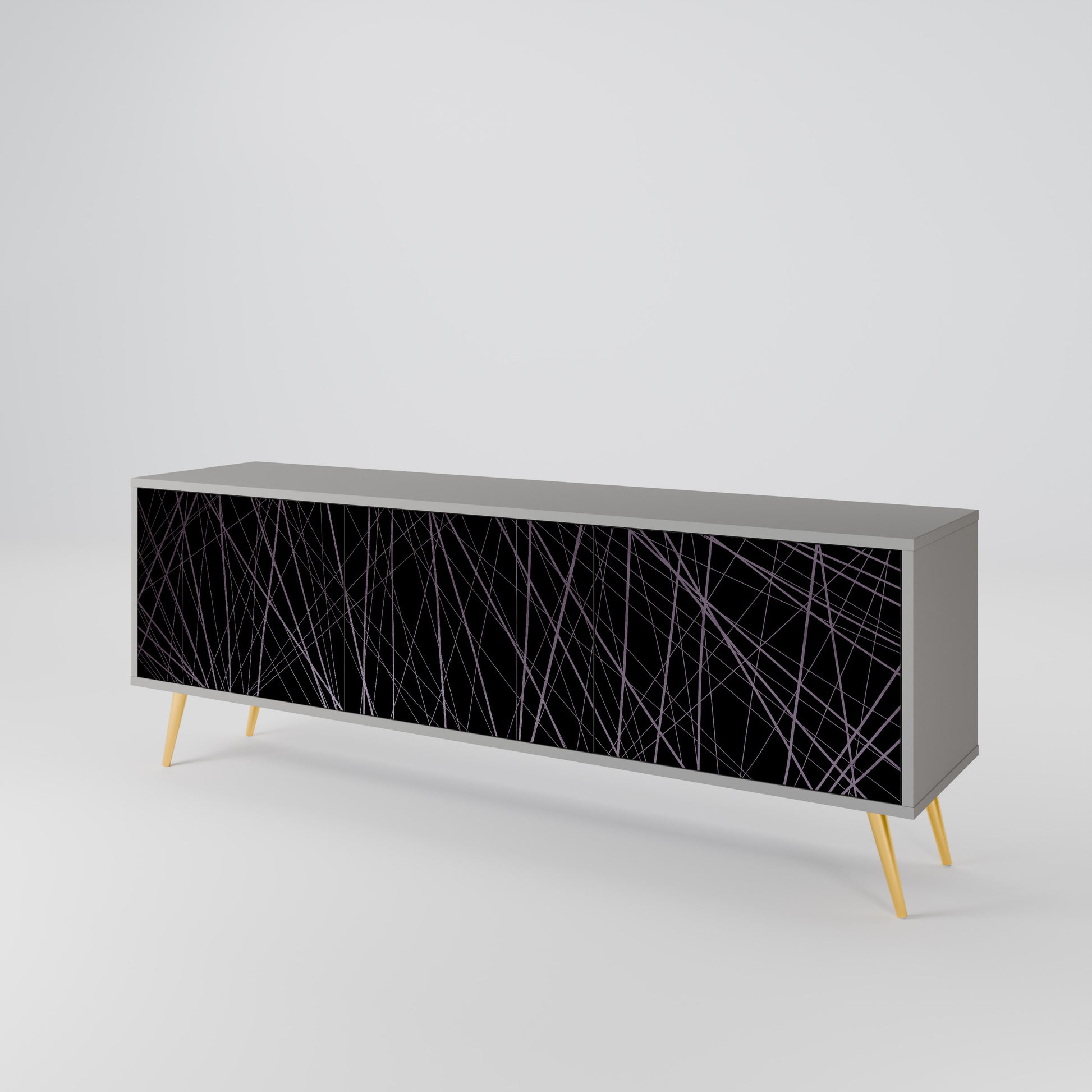 SHIMMER SPIDERGRAM 3-Door TV Stand in Grey Finish